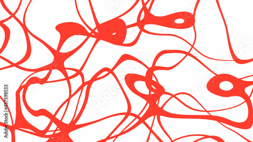 Random red lines and outlines on a white background. Abstract vector illustration.