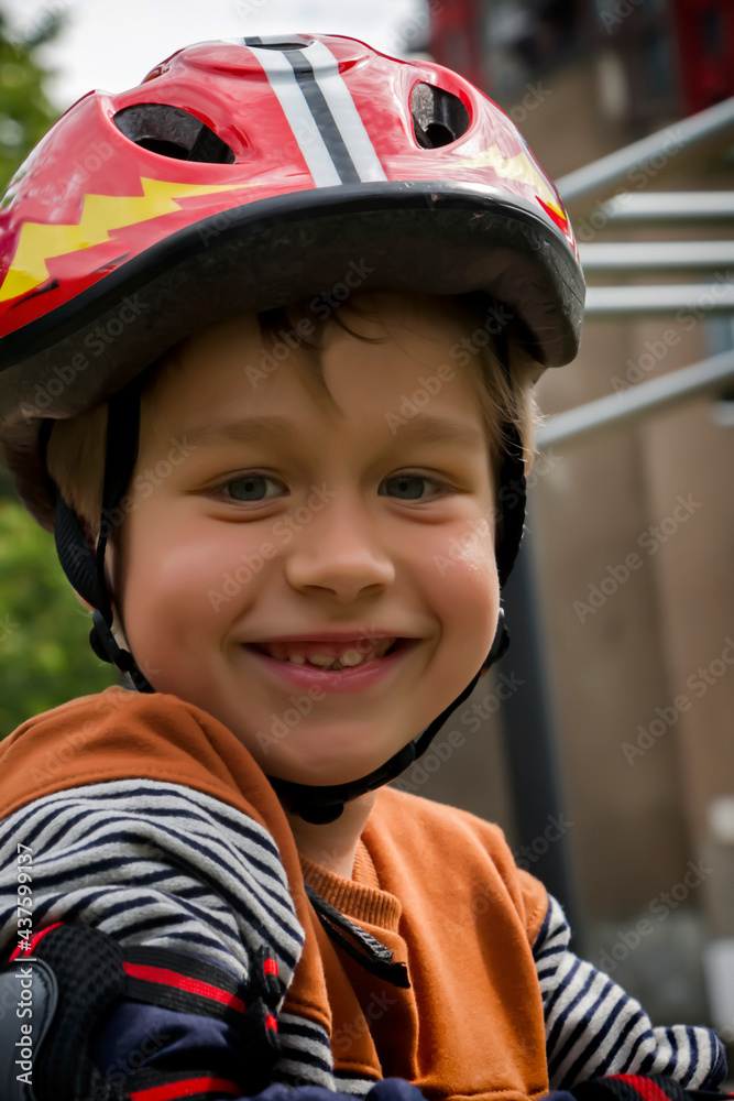 Portrait of a boy in helmet and protection Portrait of a boy in helmet and protection
