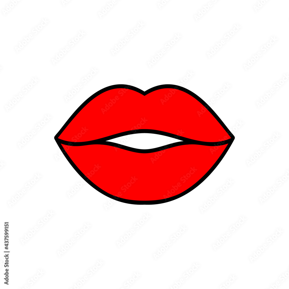 Lips kiss illustration. Vector icon, symbol isolated on white. Cool sexy red kisses. Cartoon Sign for print, comics, fashion, pop art, design, stickers, decoration boards, and backgrounds. Lips kiss illustration. Vector icon, symbol isolated on white. Cool sexy red kisses. Cartoon Sign for print, comics, fashion, pop art, design, stickers, decoration boards, and backgrounds.