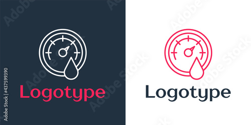 Logotype line Sauna thermometer icon isolated on white background. Sauna and bath equipment. Logo design template element. Vector