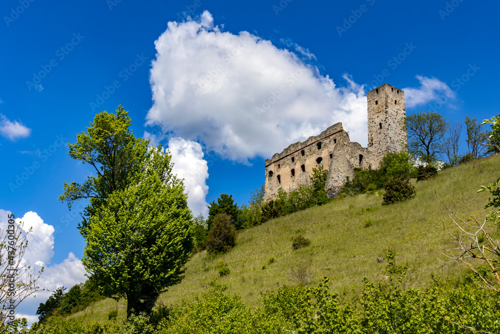 Burg Niederhaus mit Wolken
