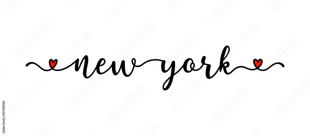 Hand drawn New York as banner or logo. Lettering for postcard, invitation, poster, icon, label.