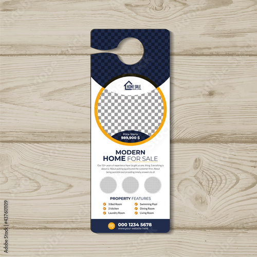 Modern Real Estate Door Hanger design mockup template