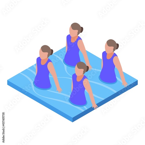 Synchronized swimming aerobic icon. Isometric of Synchronized swimming aerobic vector icon for web design isolated on white background