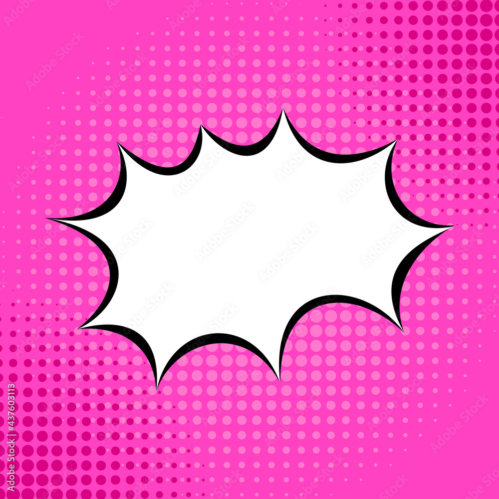 Dialog window. Pop art style. Background with halftones and dots. Cloud for text. Retro comic. Dialog window. Pop art style. Background with halftones and dots. Cloud for text. Retro comic.