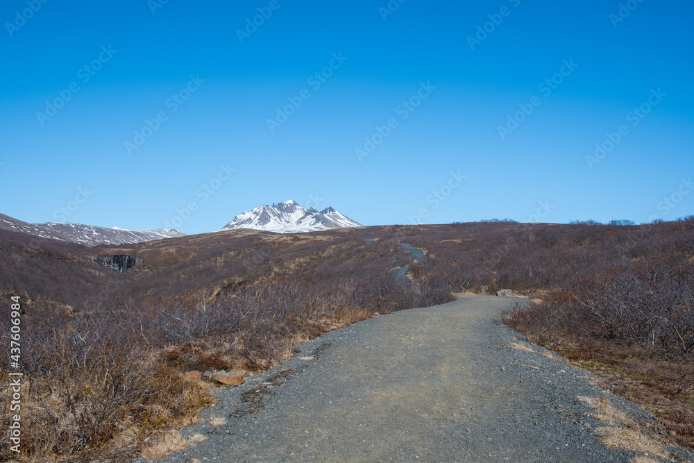 Hiking path in Skaftafell in Vatnajokull national park in Iceland Hiking path in Skaftafell in Vatnajokull national park in Iceland