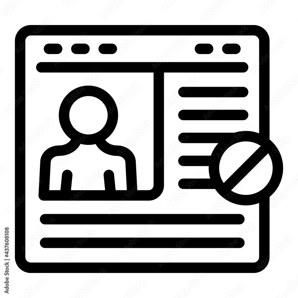 Blacklist login page icon. Outline Blacklist login page vector icon for web design isolated on white background Blacklist login page icon. Outline Blacklist login page vector icon for web design isolated on white background
