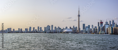 The beautiful Toronto's skyline over Lake Ontario. Urban architecture of Toronto city. Ontario, Canada.