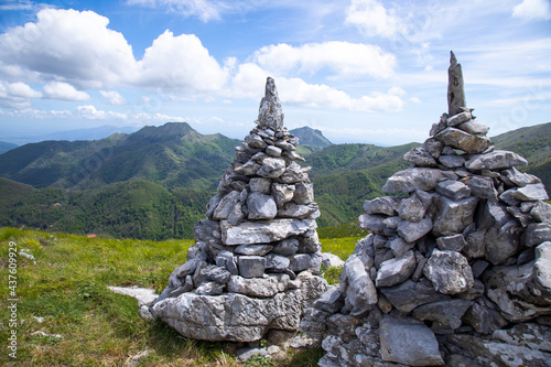 big cairn in mountain Apuan Alps in Italy © galina