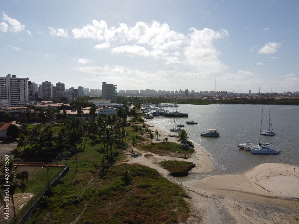 View from peninsula beach drone, São Luís, Brazil.