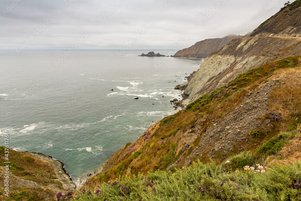 Devil's Slide Trail Along the Cliff's, Pacific Ocean, Pacifica, California