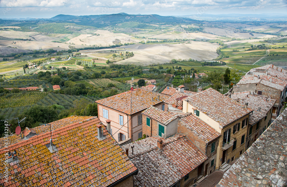 Landscape of Tuscany from the walls of Montepulciano hill town, Italy Europe