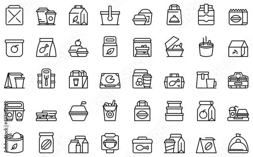 Take away food and drinks icon. Outline take away food and drinks vector icon for web design isolated on white background