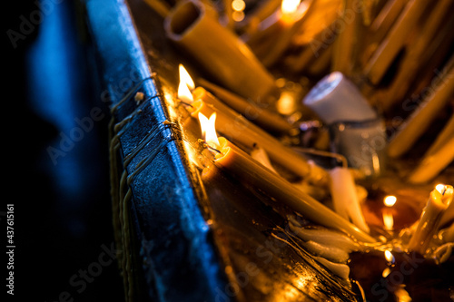 Buning candles in a temple