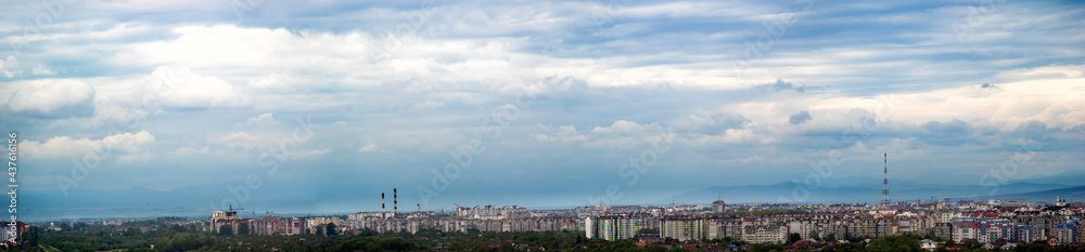 Panorama of the city of Ivano-Frankivsk on a cloudy day