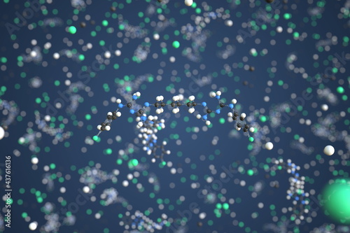 Chlorhexidine molecule. Conceptual molecular model. Chemical 3d rendering photo