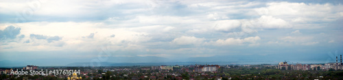 Panorama of the city of Ivano-Frankivsk on a cloudy day in spring