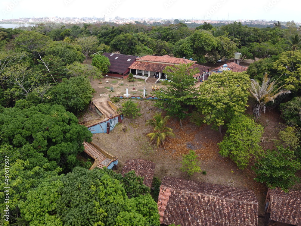 Drone view of a colonial building in the city of São Luis, Maranhão, Brazil. Drone view of a colonial building in the city of São Luis, Maranhão, Brazil.