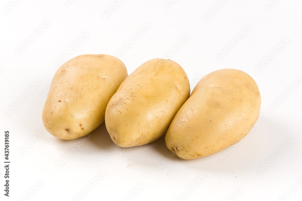 Raw potatoes isolated on white background