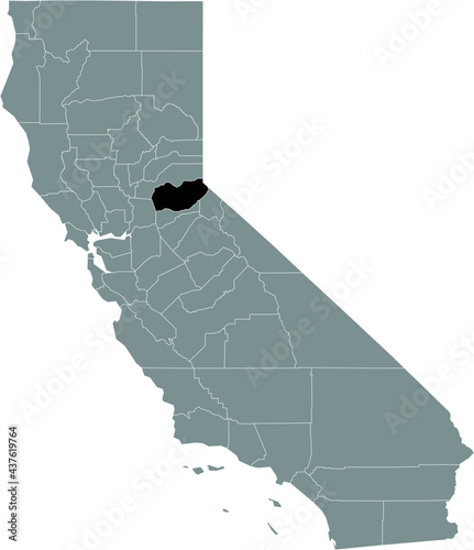 Black highlighted location map of the US El Dorado county inside gray map of the Federal State of California, USA