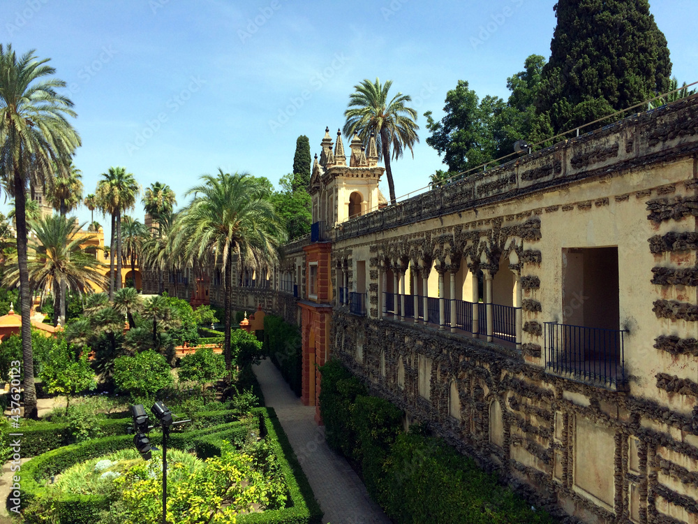 Grutesco Gallery, in the Gardens of the Real Alcázar, in Seville, Andalusia, Spain