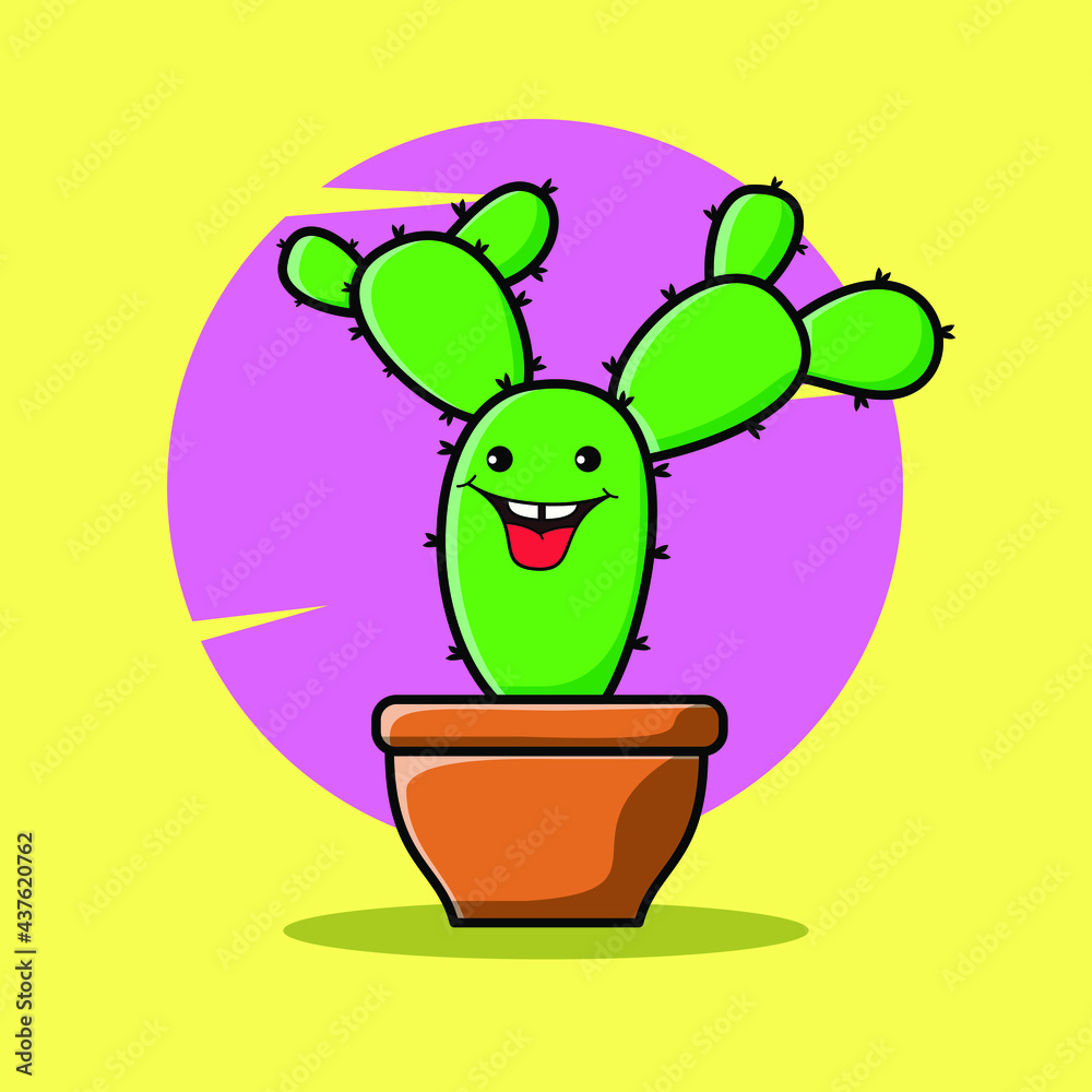 Vector cartoon illustrations of green cactus with happy emotions. Funny emotions character collection for kids. Fantasy characters. Vector cartoon illustrations of green cactus with happy emotions. Funny emotions character collection for kids. Fantasy characters.