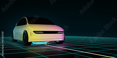 self-driving car, wireless charging, 3D rendering image.