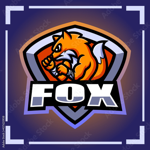 Fototapeta Naklejka Na Ścianę i Meble -  Fox gaming mascot esport logo design