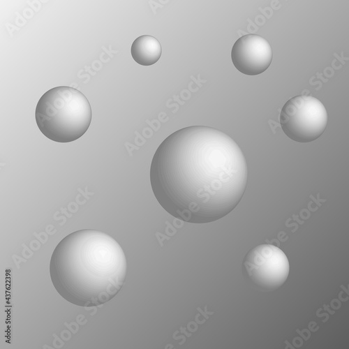 Spheres on gray background in technology concept. Minimal abstract background. 3d illustration.
