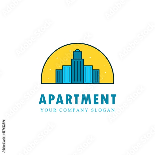Modern design residential apartment emblem  hotel logo design for lodging business