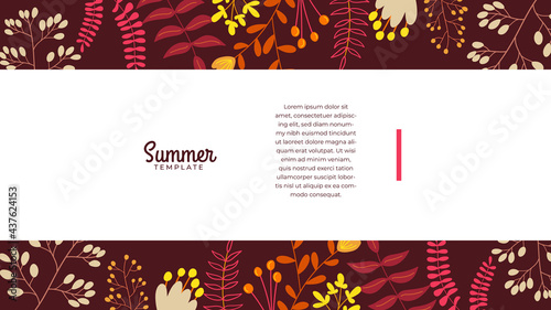 Floral leaves abstract background with copy space for text