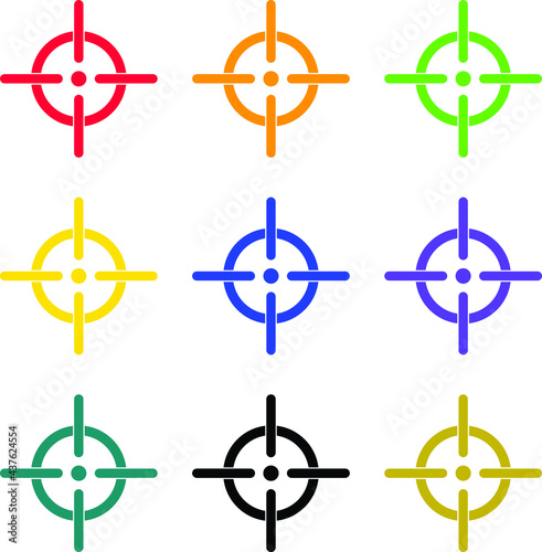  target vector isolated icons. Sniper sight vector black set icon