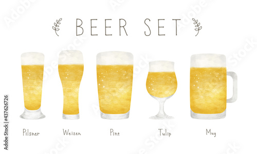 手描き　ビール　種類　セット/ Hand-Drawn Beer Set - Vector Image