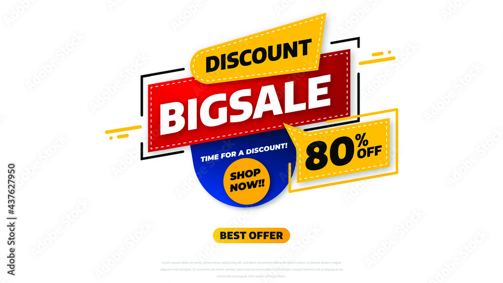 Fototapeta premium Sale banner template design with geometric background , Big sale special offer up to 80% off. Super Sale, end of season special offer banner. vector illustration.
