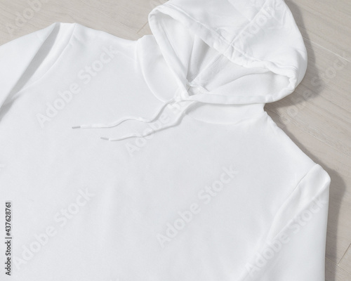 White Pullover hoodie mockup, Sweatshirt long sleeves template for your design. © Touchr