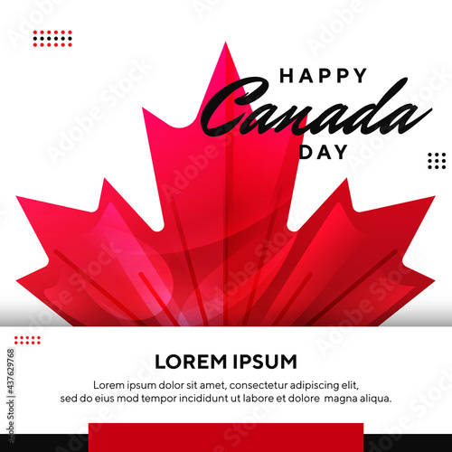 Happy canada day with maple leaf