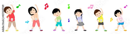 夏休みのラジオ体操のベクターイラスト