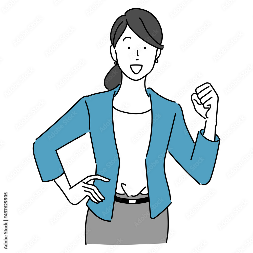A woman wearing a jacket smiling encouraging A woman wearing a jacket smiling encouraging
