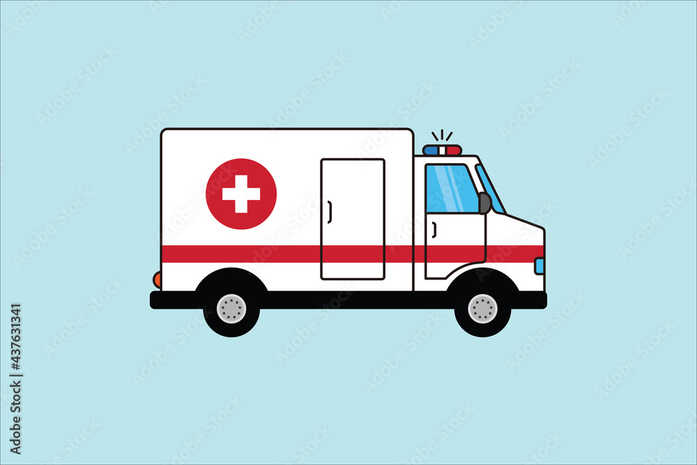 Ambulance icon. ambulance isolated on a blue background. vector illustration in flat style