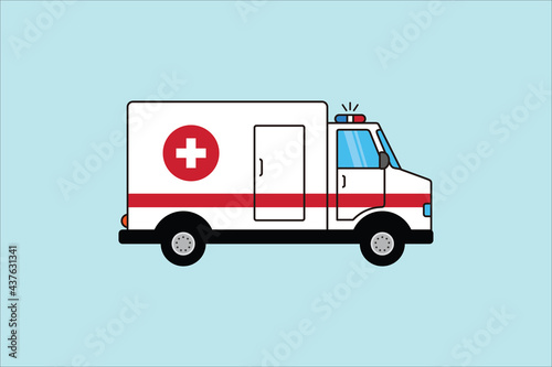 Ambulance icon. ambulance isolated on a blue background. vector illustration in flat style