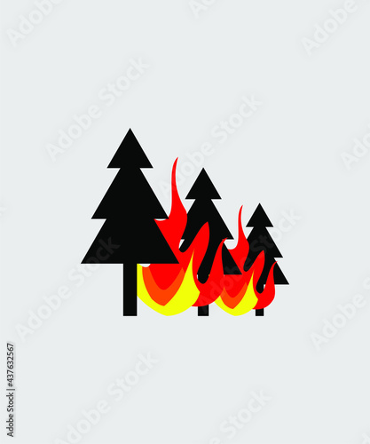 Forest in fire vector illustration