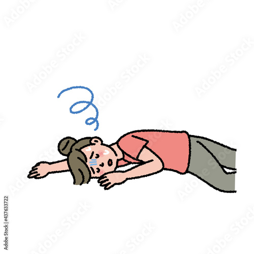 倒れる女性のイラスト
