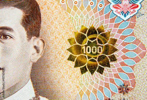 Obraz na plátne Detail on a 1000 Thailand baht currency note