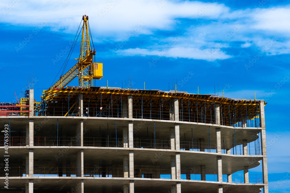office or residential building construction site, sunny day shot office or residential building construction site, sunny day shot