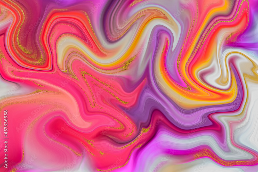 Abstract colorful paint background. Acrylic texture with marble pattern