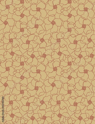 A pattern of tropical flowers. Seamless image, brown outline of colors on a colored background.Design of wallpaper, fabrics, textiles, packaging, posters, postcards, wedding design.