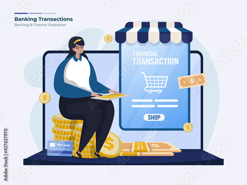Banking transactions easily illustration concept