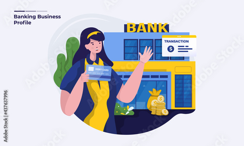 Introducing bank card launching business banking illustration concept