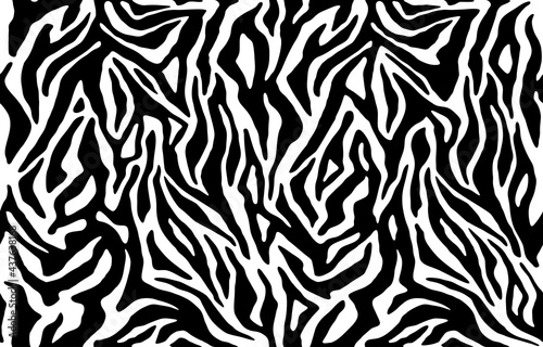 Zebra striped print  lines shapes texture. Animal skin background   seamless pattern. Abstract curved lines ornament. Wallpaper for textile  fabric  fashion design.