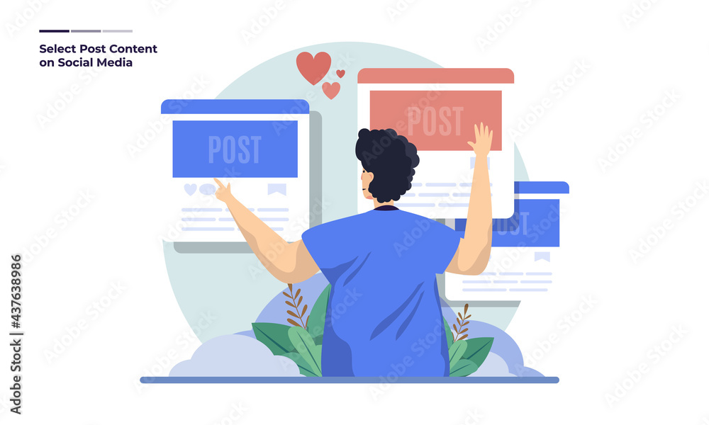 A man select content post on social media illustration concept A man select content post on social media illustration concept